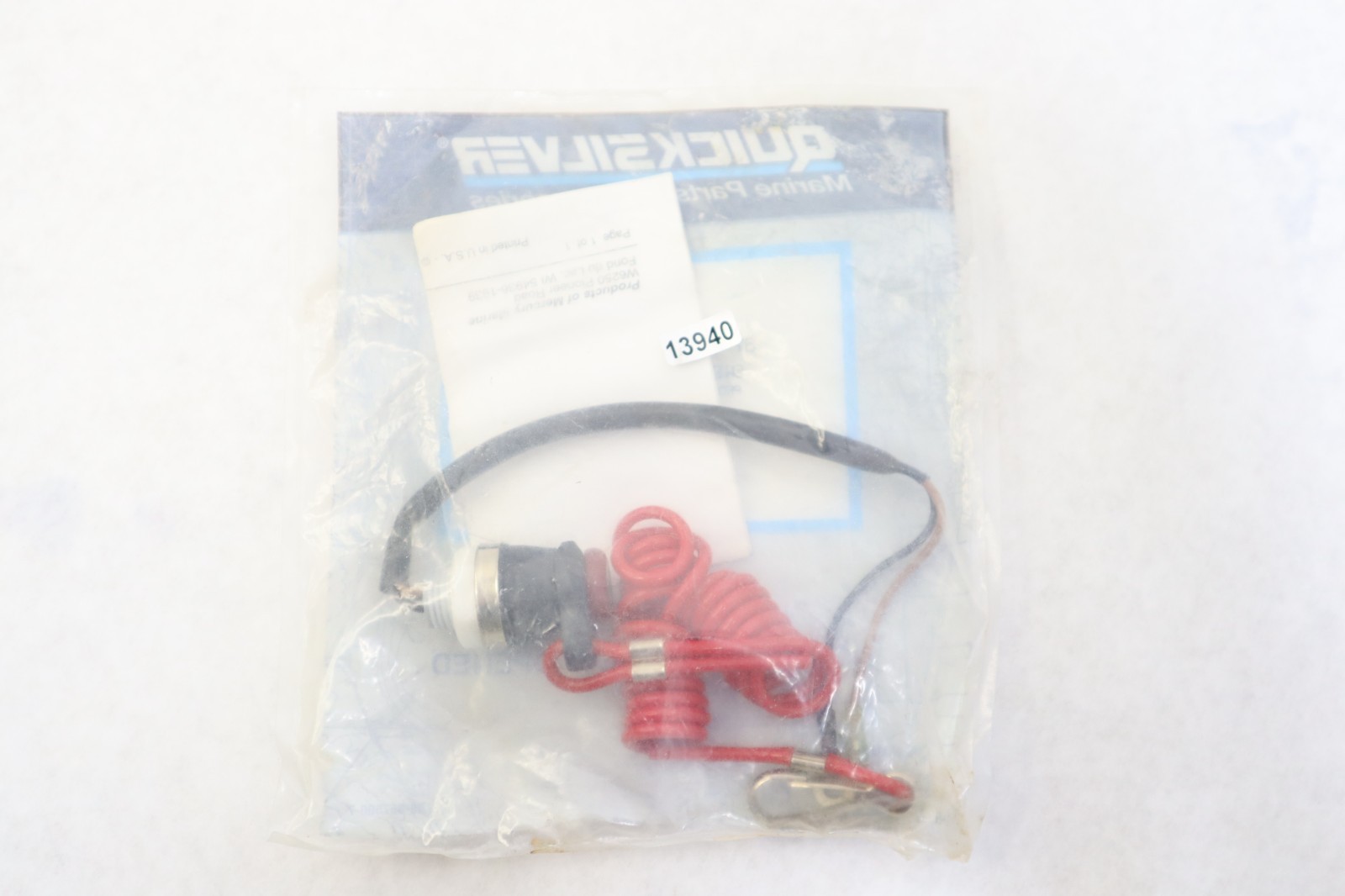 Quicksilver 87-823037A04 STOP SWITCH & LANYARD F2.5 F3.5 2.5HP 3.5HP OEM