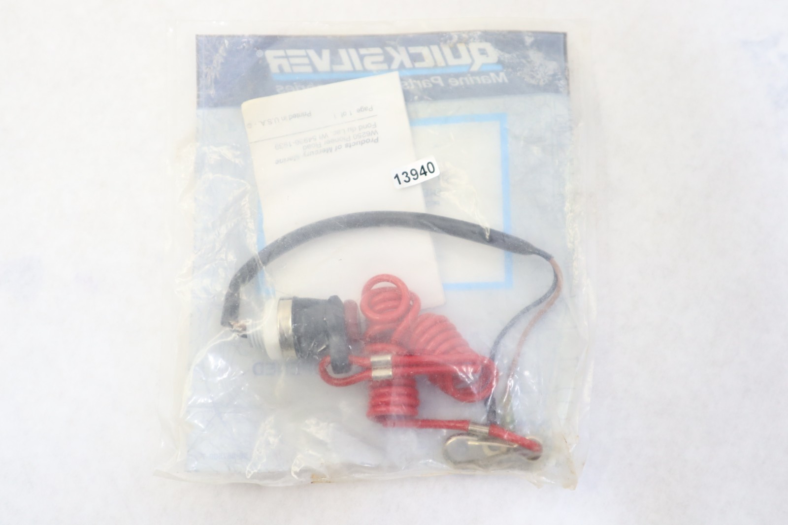 Quicksilver 87-823037A04 STOP SWITCH & LANYARD F2.5 F3.5 2.5HP 3.5HP OEM - Image 2