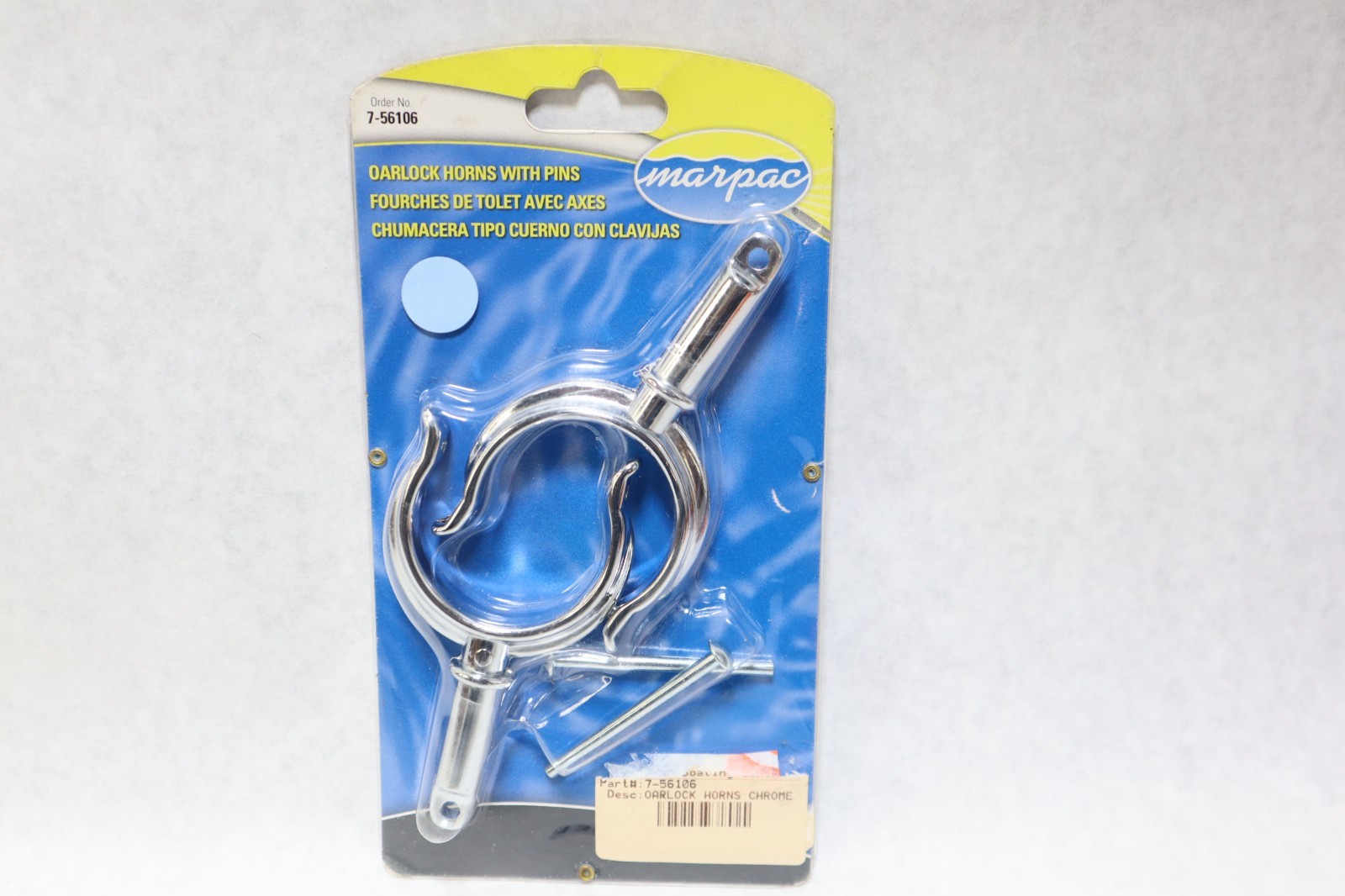 2X Chrome Top-Mount Rowlock Horns 2 Rowlocks with Locking Pins Oarlock