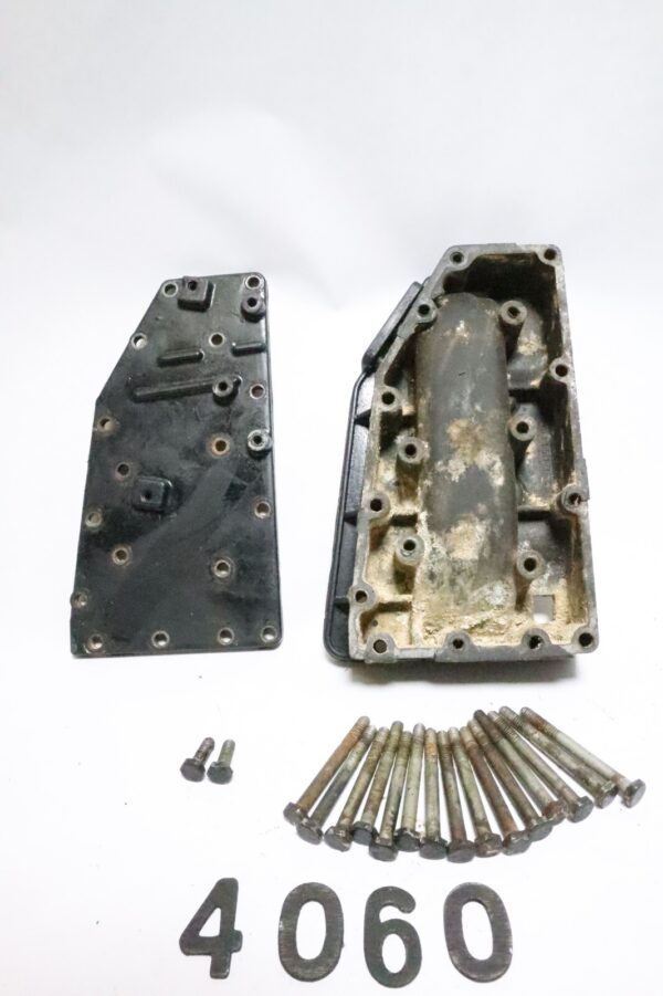 819269 F691151-1 Force 1992-1995 Exhaust Port Plate W/ Cover 40 50 HP OEM | Used - Image 2