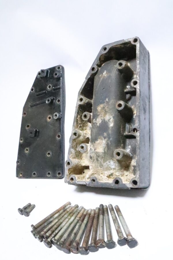 819269 F691151-1 Force 1992-1995 Exhaust Port Plate W/ Cover 40 50 HP OEM | Used - Image 4